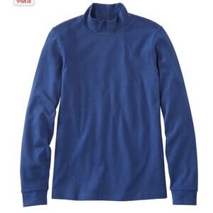 L.L. Bean Womens Interlock Navy Blue Mock Cotton Long Sleeve Turtleneck Medium
